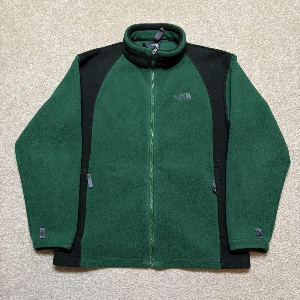 The North Face Jacket Boys XL Green Black Fleece Full Zip Pockets Outdoor